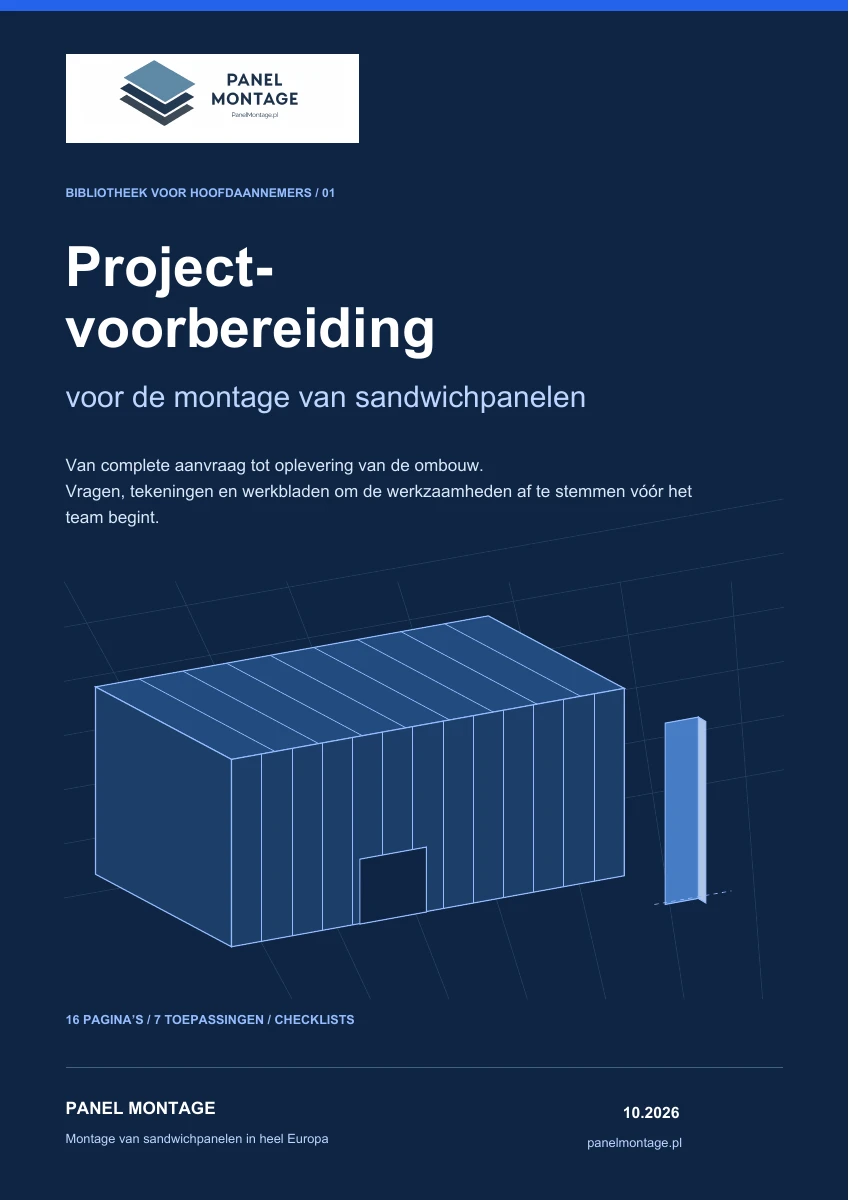 Omslag van de Panel Montage-gids: Projectvoorbereiding voor montage van sandwichpanelen